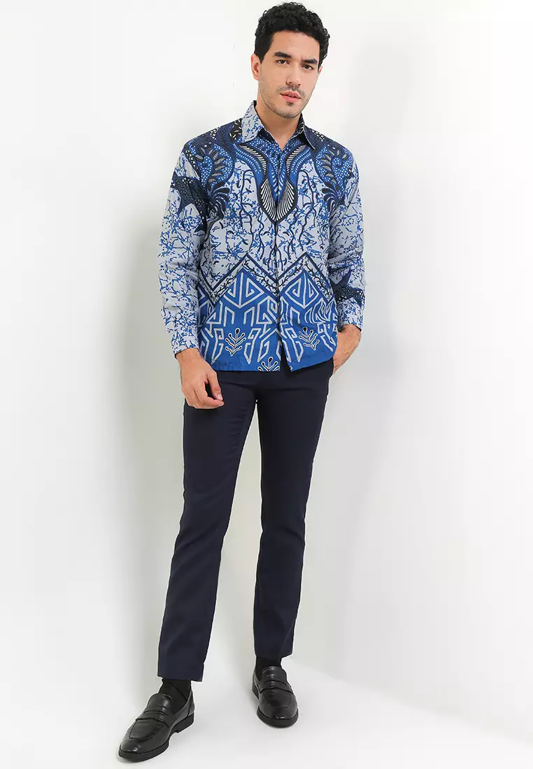 Dasi Kemeja Batik Exclusive Premium Pria Casual Modern Lengan Panjang