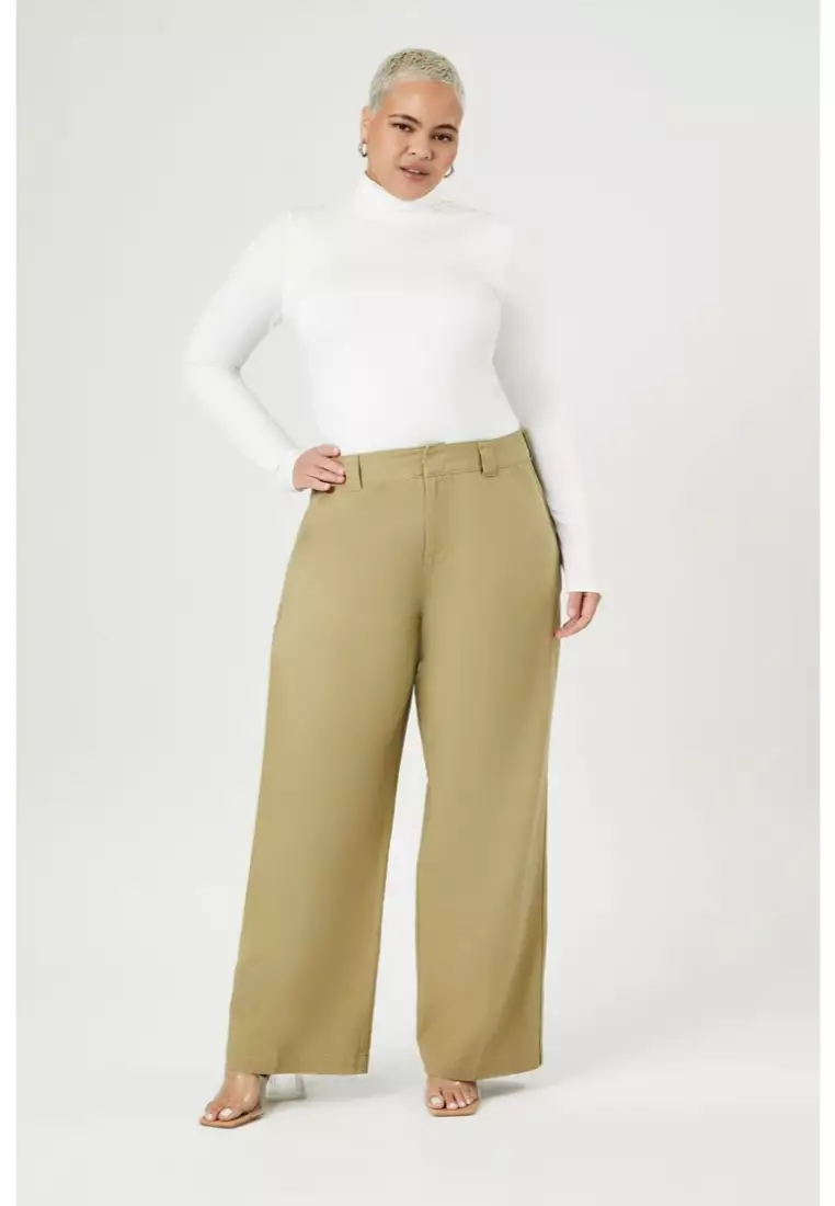 Buy FOREVER 21 Plus Size Twill Wide-Leg Pants 2024 Online