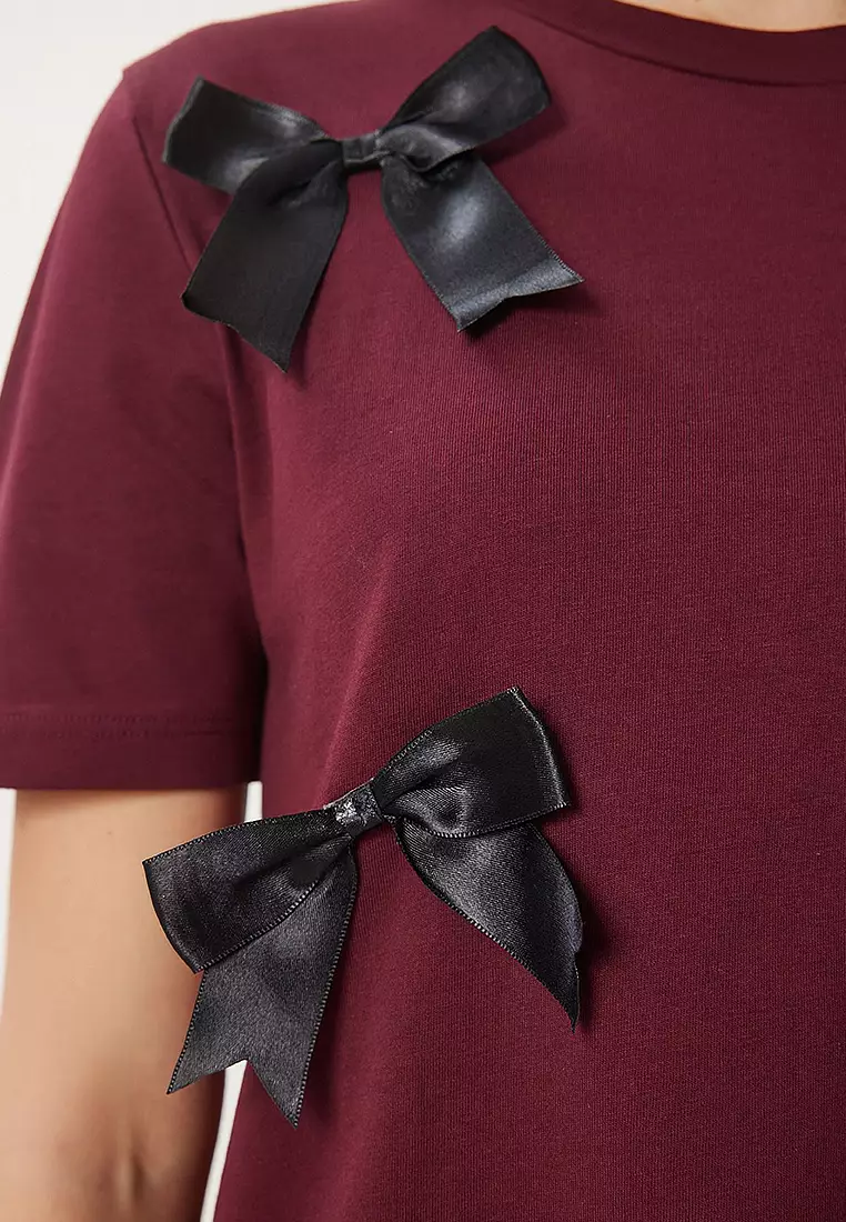 Bowknot Cotton Knit T-Shirt