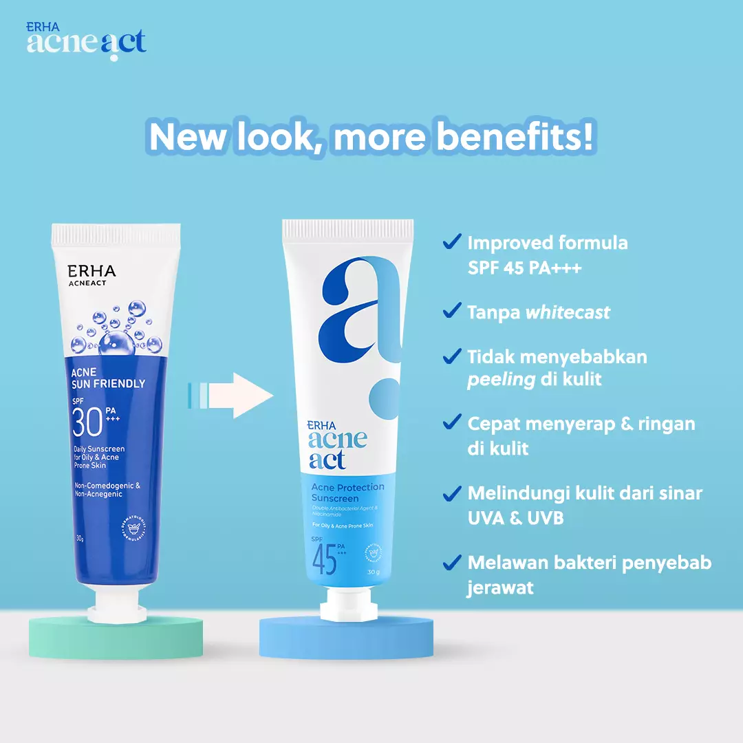 ERHA Acneact Acne Protection & Oil Control Sunscreen SPF 45+++ 30 g Sunscreen Jerawat Niacinamide