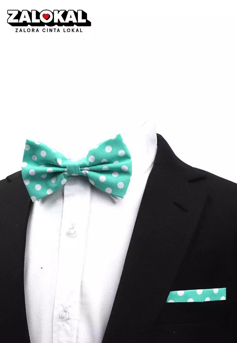 Houseofcuff Dasi Kupu Bowtie Pocket Square Saputangan Tosca Polka A18