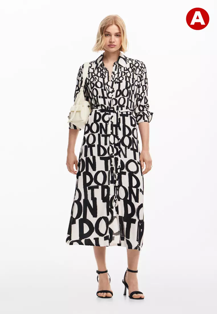 Desigual Women's Woman Woven Dress Long Sleeve, White At Women's Clothing Store