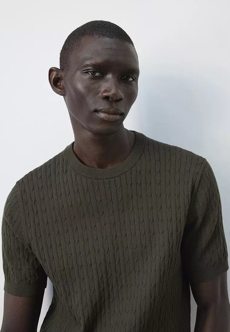 Cable Knit T-Shirt 100% Cotton