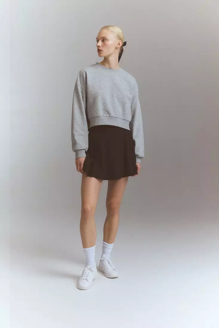 H&m grey cropped hoodie best sale