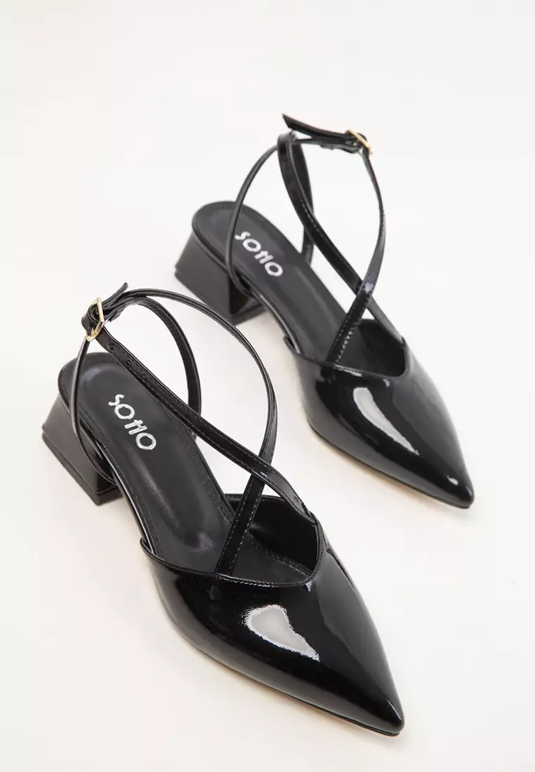 Black Patent Leather Women's Classic Heeled Shoes 20422