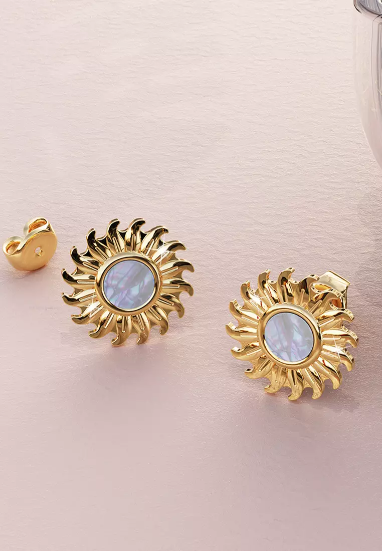 Shining Star Pearl Gold Layered Earrings 12mm