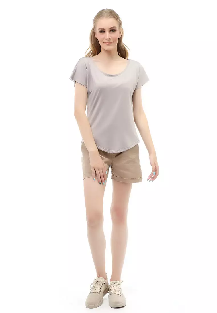 Wish Kaos Sport Wanita Model Jaring Belakang Material Polyester ORIGINAL - Gray