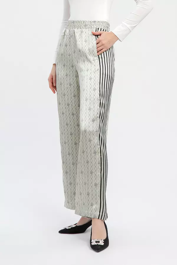 MINIMAL - Adeira - Kulot Satin Motif Geometris - Grey Colour Beige