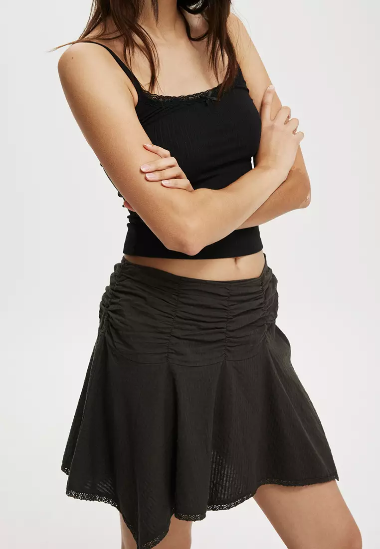 giunon hem lace cotton skirt black Georgie Hanky Hem Mini Skirt
