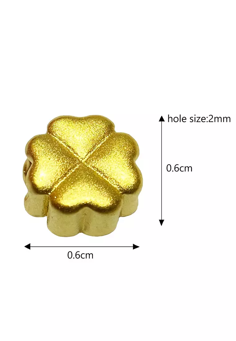 [SPECIAL] LITZ 999 (24K) Gold Four Leaf Clover with 14K Gold Plated 925 Silver Chain 四叶草项链 EPC0978-N