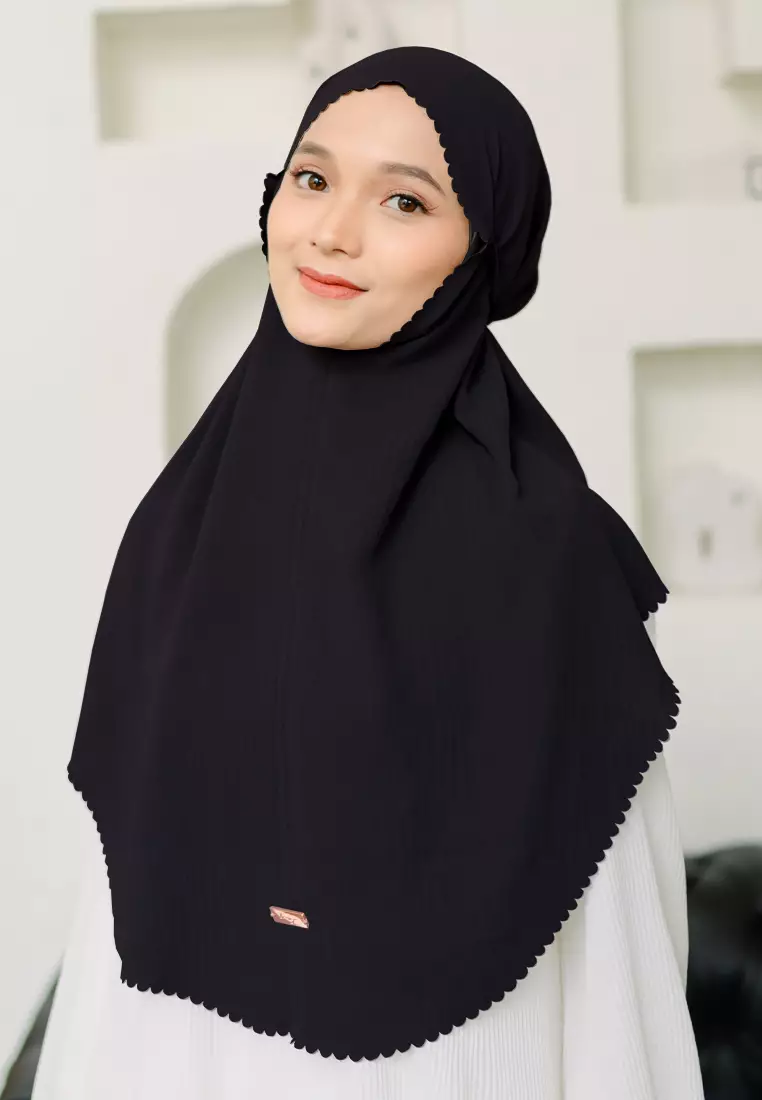 Biyya Instan Lasercut (Bergo Crinkle) Black