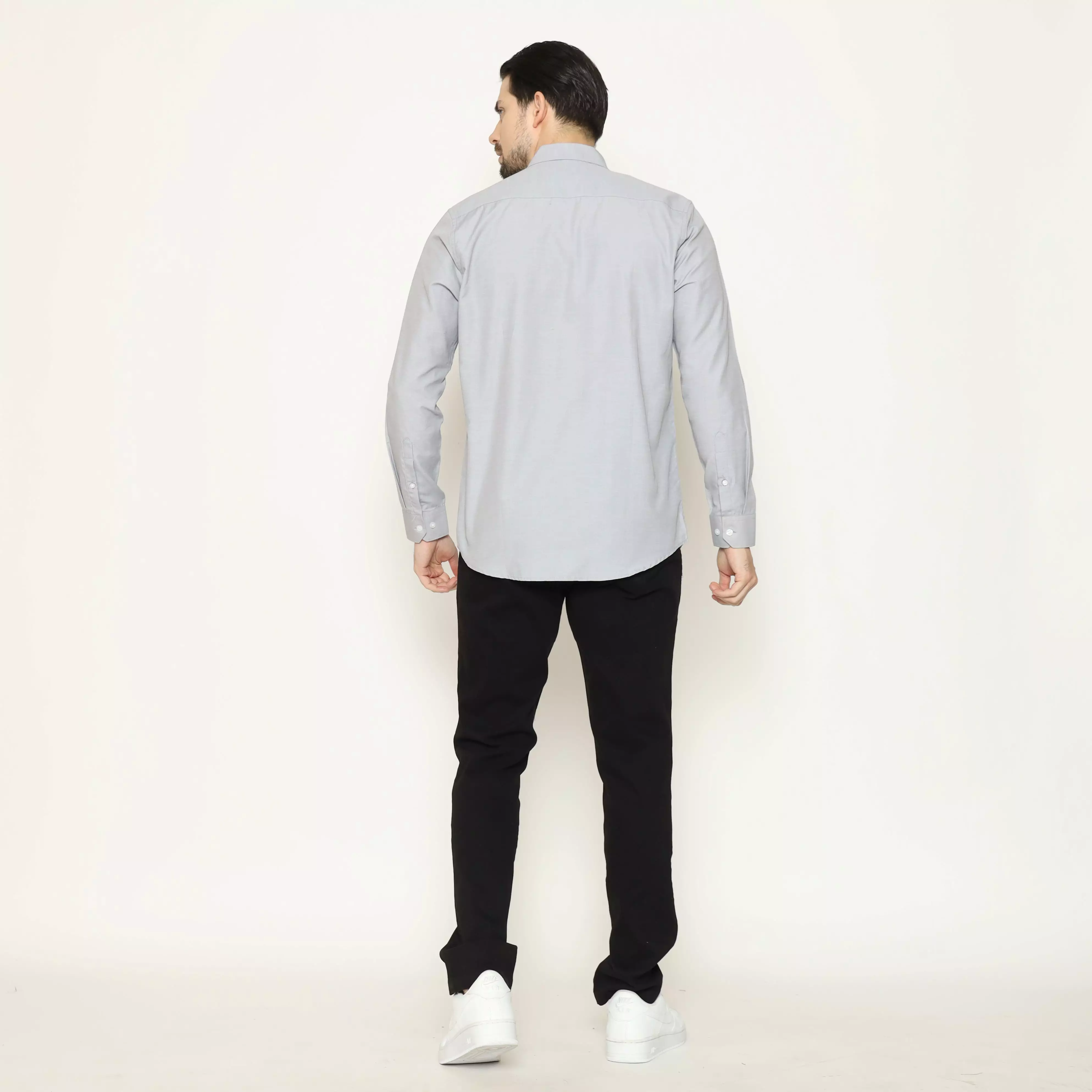 MAGINOT Kemeja Pria Basic Stripe Panjang LIGHT GREY