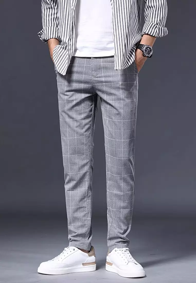 Checked Slim Fit Suit Pants