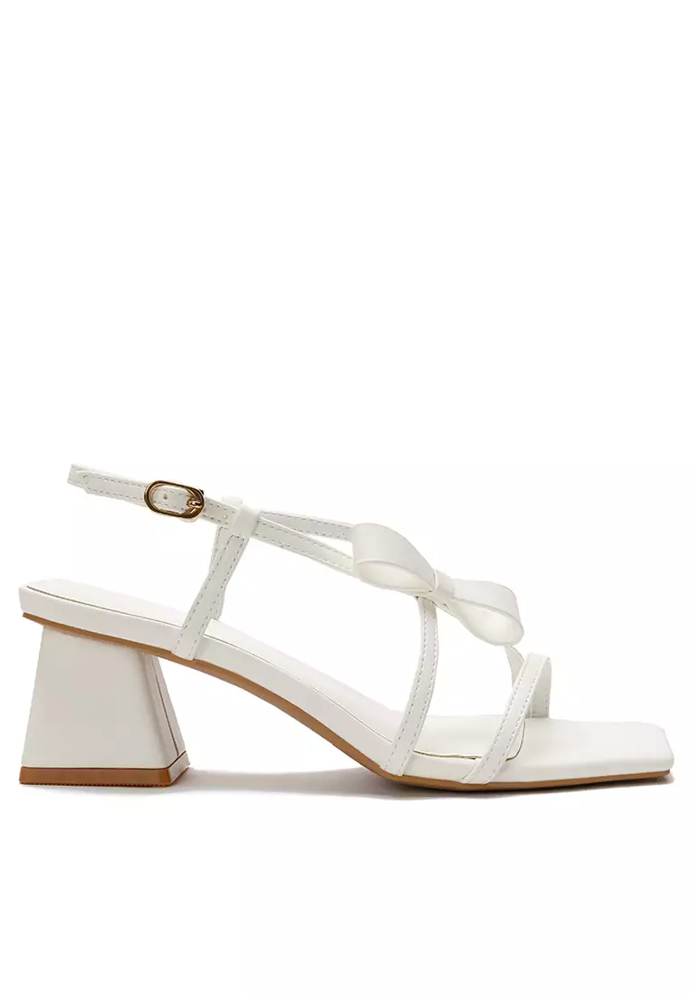 White medium best sale heel sandals