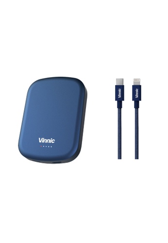 Vinnic 藍色 Vinnic Magsafe 5,000mAh 15W 磁吸式行動電源 + MFi 蘋果官方認證 USB-C to MFi Lightning 傳輸充電線 組合 CC8B5ESC937C65GS_1