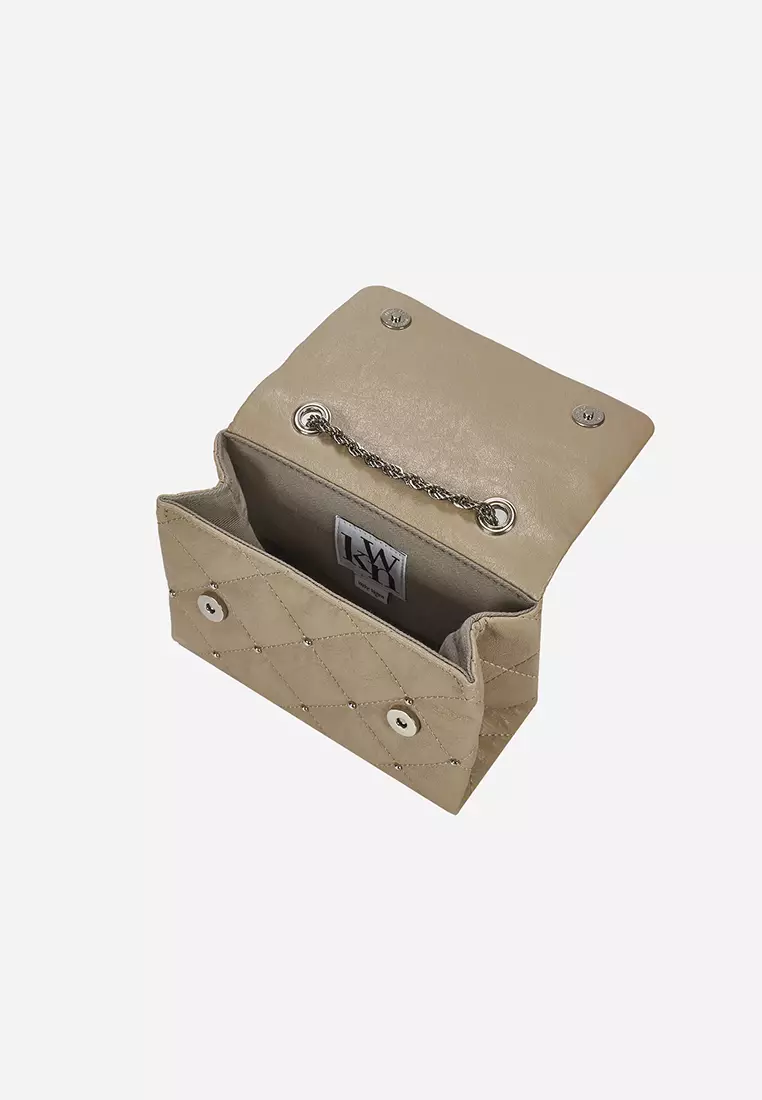 Kwani Lozenges Studded Bag Micro - Warm Ivory