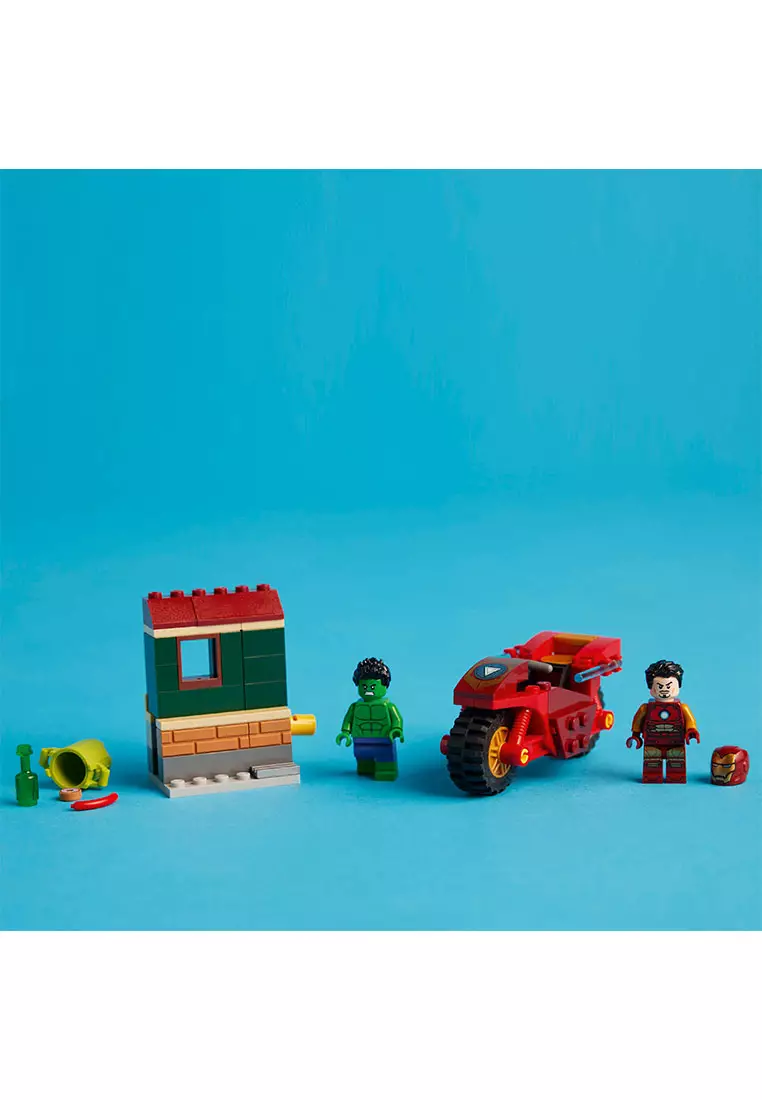 Super Heroes 76287 Iron Man with Bike and The Hulk, Age 4+, Building Blocks, 2024 (68pcs)