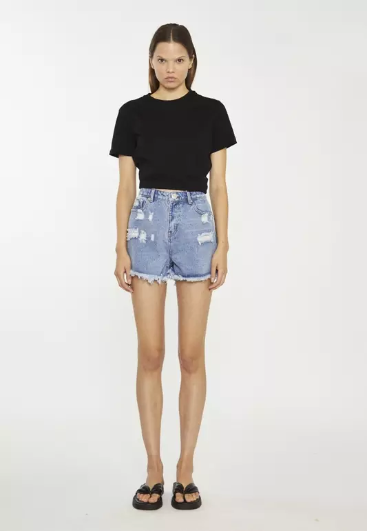 Distressed Denim Shorts