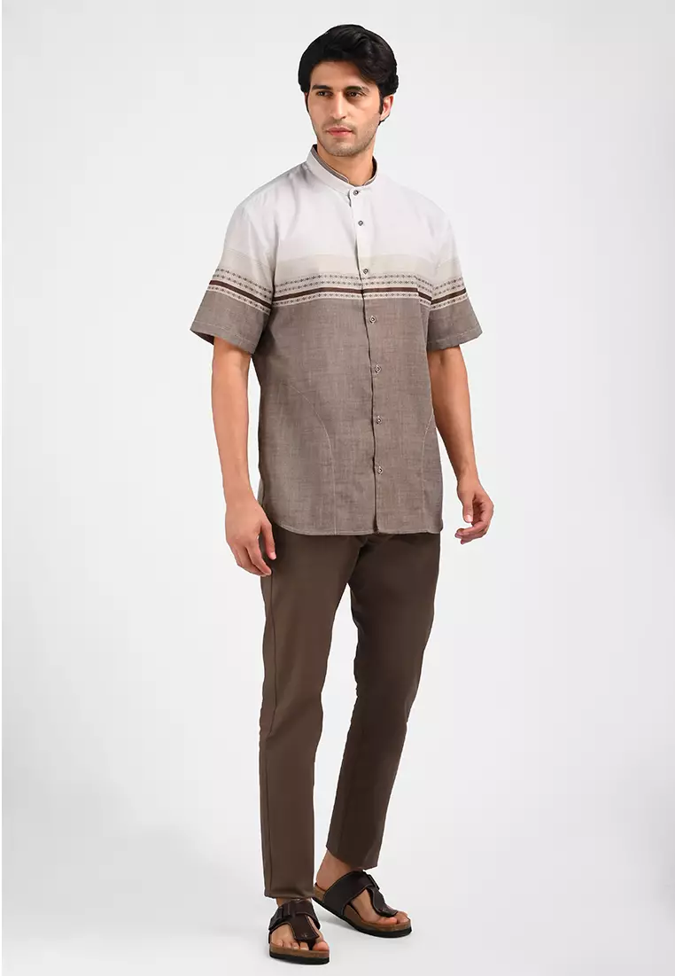 MOC Kemeja Koko Lengan Pendek Pria FIKAR-WHITE