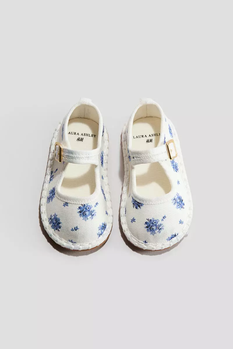 Floral-print canvas ballet flats