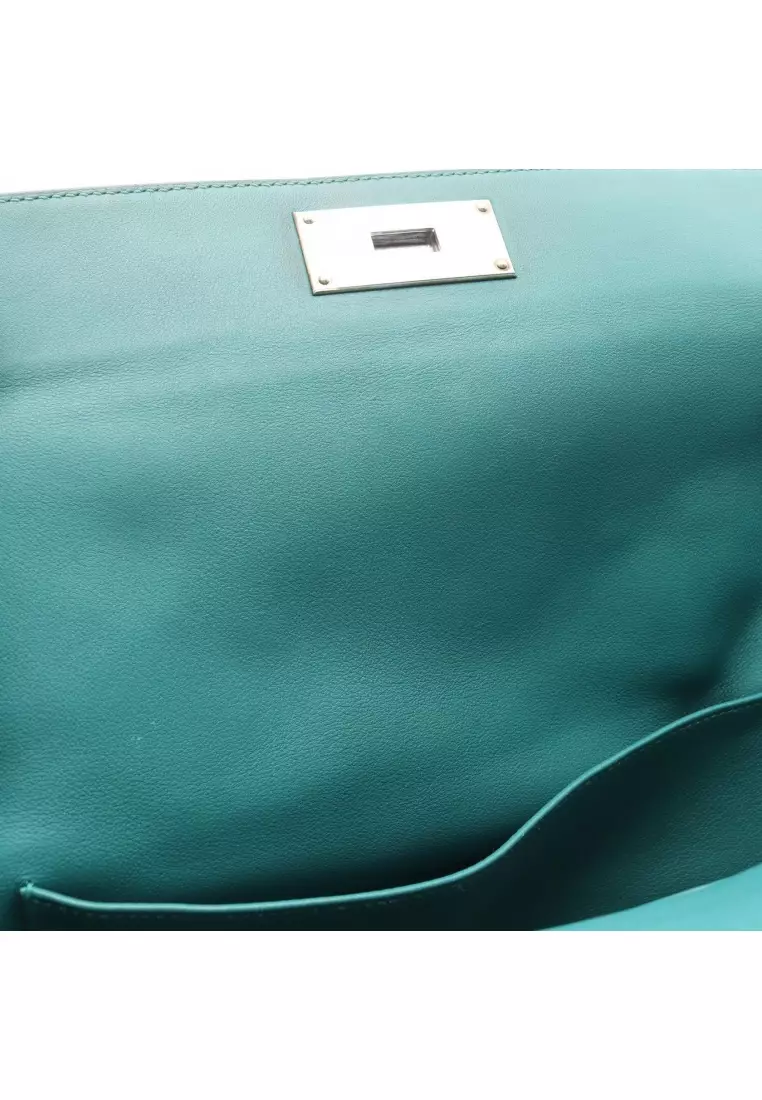 Pre-Loved Hermès Toolbox 26 Malachite Handbag Veau Swift green silver hardware □ R stamp