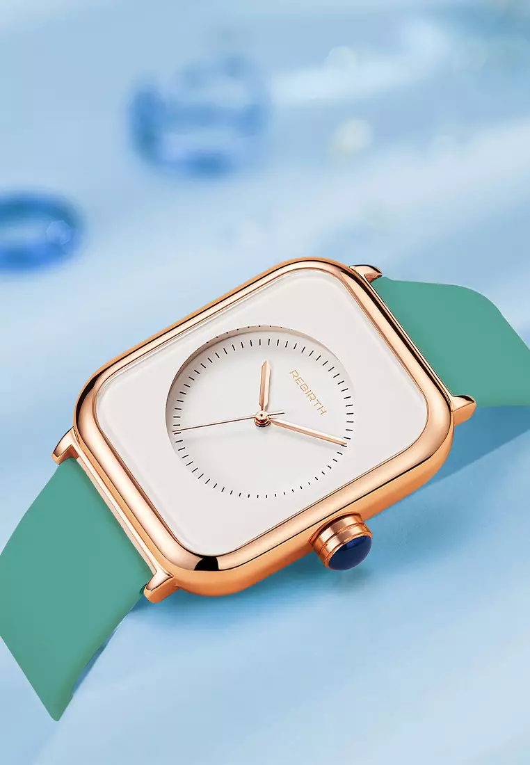 Jam Tangan Wanita Santai Display Kuarsa Tahan Air Wanita Tali Silikon Jam Tangan Cewek greenwhite