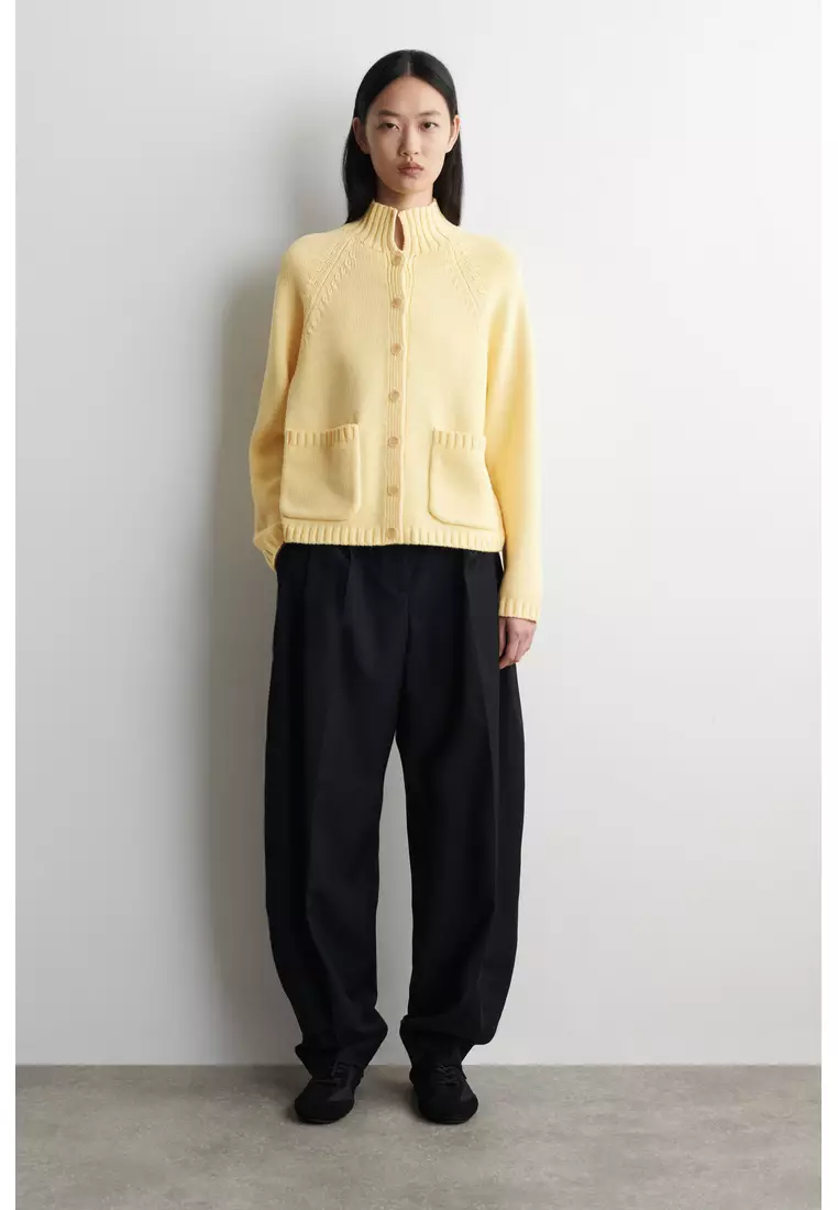 MERINO WOOL FUNNEL-NECK CARDIGAN
