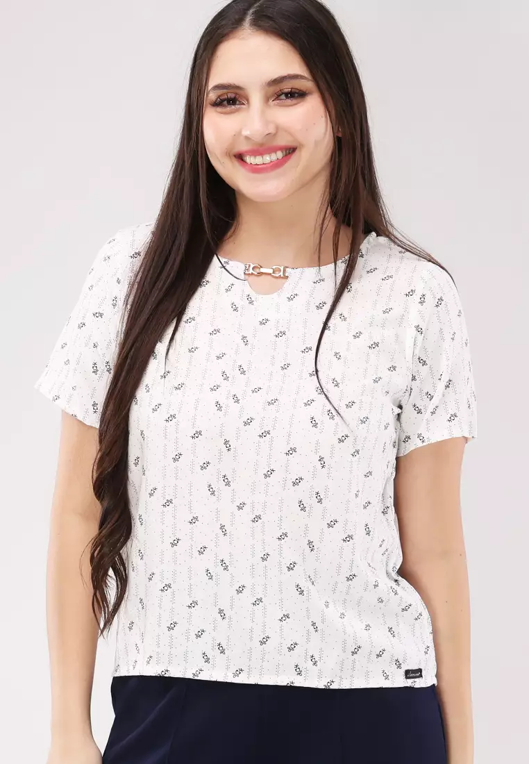 Woven Printed Rayon Short Sleeves Blouse