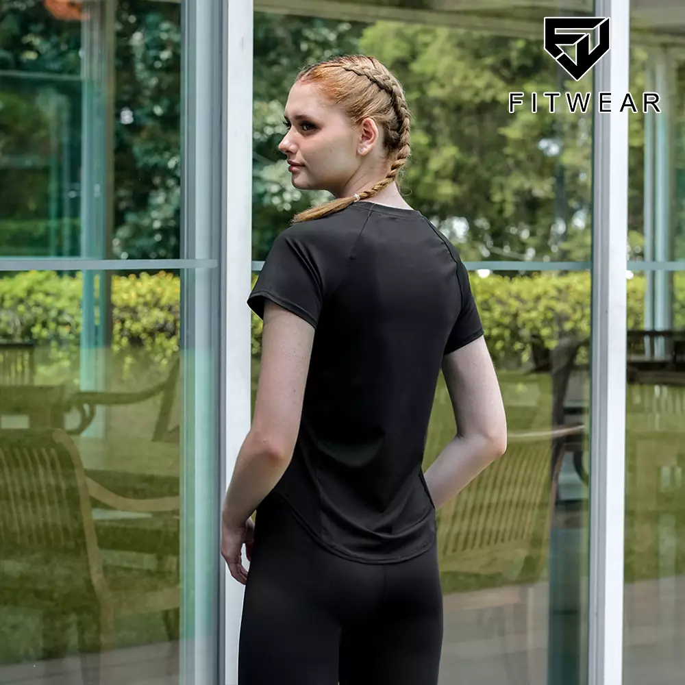 Fitwear Kaos Dryfit Olahraga Wanita HEIDI SIDE MESH  - BLACK