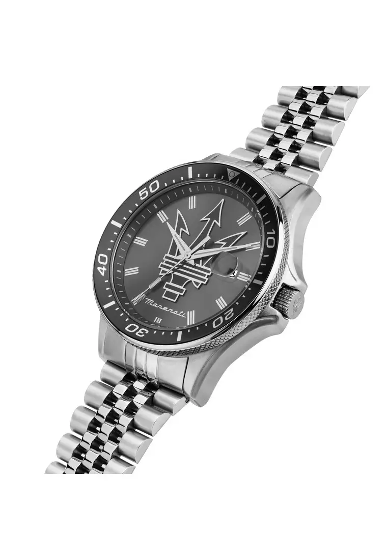 Maserati Sfida 44mm Case Silver Stainless Steel Quartz Men's Watch Relo R8853140010