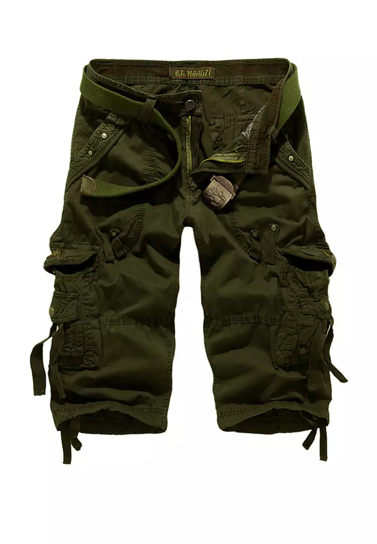 Olive Green Cargo Shorts for Men