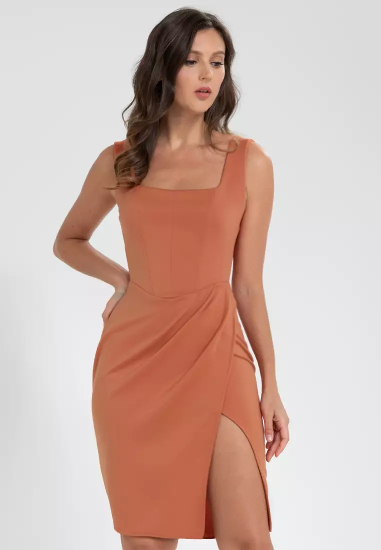 Buy Heather Clothing Cannes Squareneck Wrap Midi Dress 2024 Online
