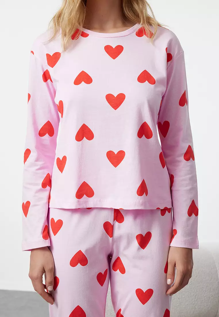 Pink Heart Knitted Pajama Set