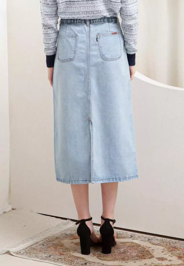 Disha Midi Skirt Jeans in Light Blue
