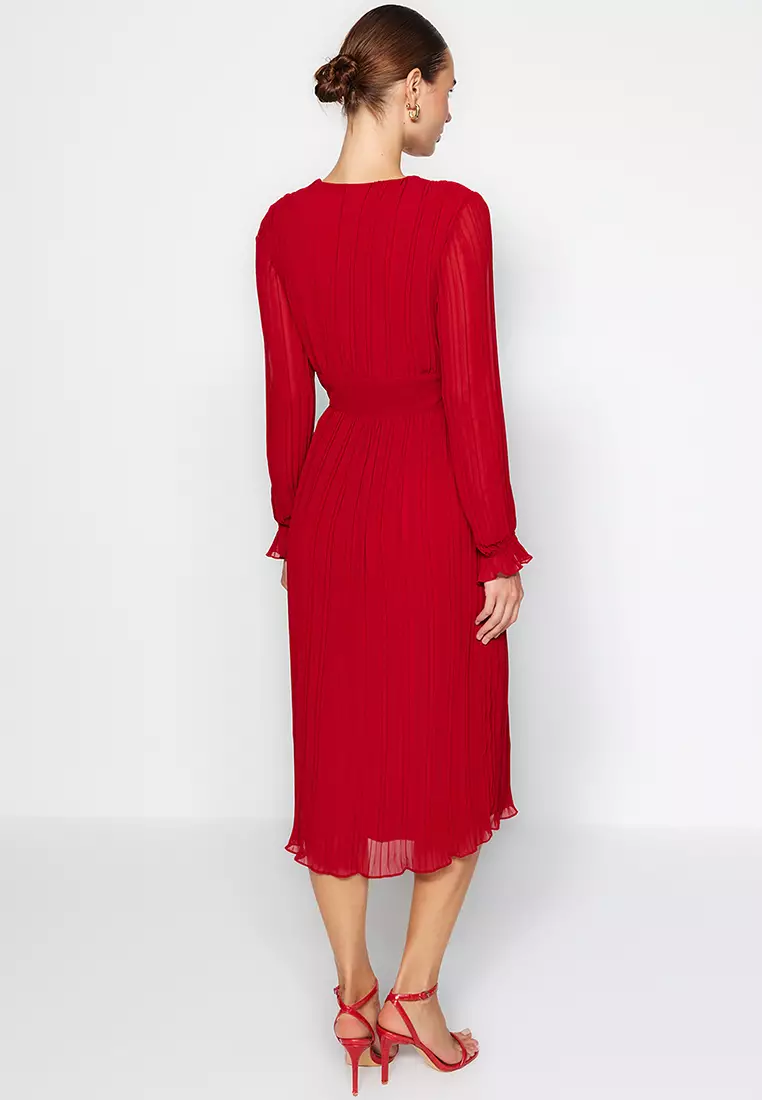 Pleated Midi Dress