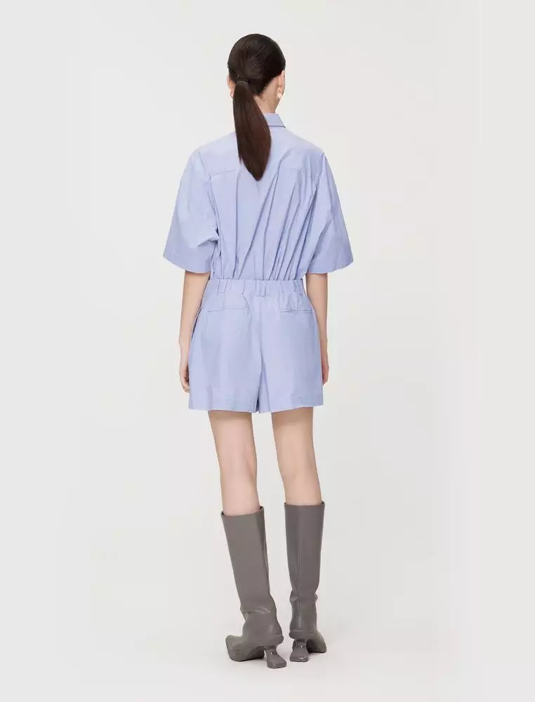 Short Sleeve Collared Utility Jumpsuit