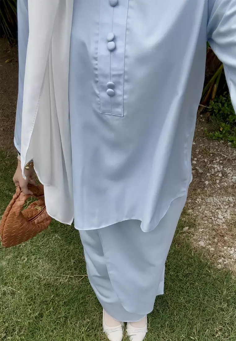 Kiera Kurung Kedah Modern in Light Blue