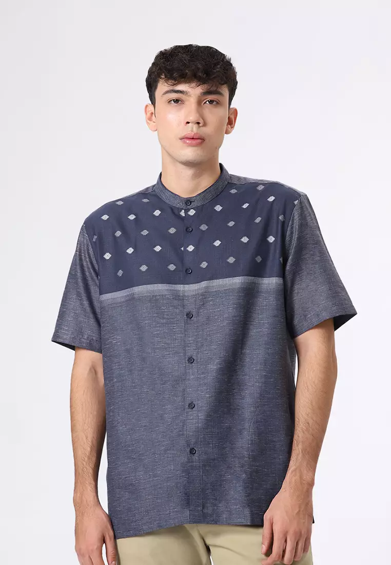 Kemeja Koko Pria Lengan Pendek Baju Muslim Pria ZAINI NAVY