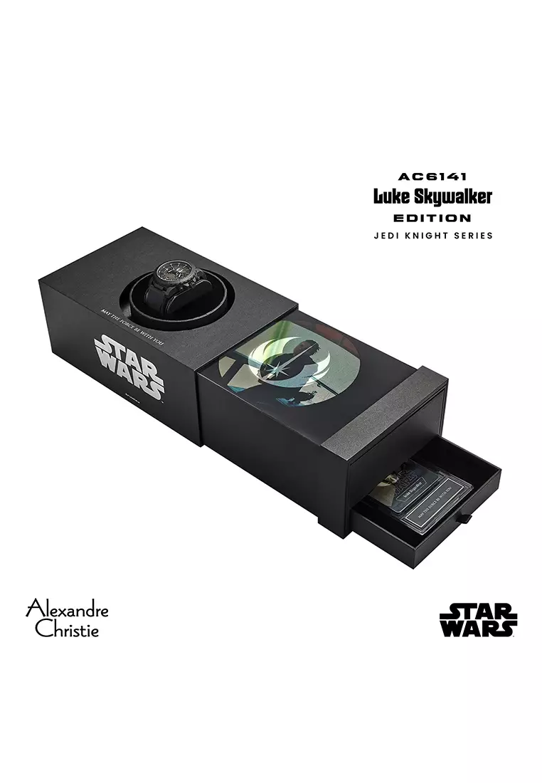 Alexandre Christie Star Wars Luke Skywalker Black Limited Edition Gift Set Chronograph Men Black Dial Stainless Steel Case Black Rubber 43 mm - AC6141MCRLS2