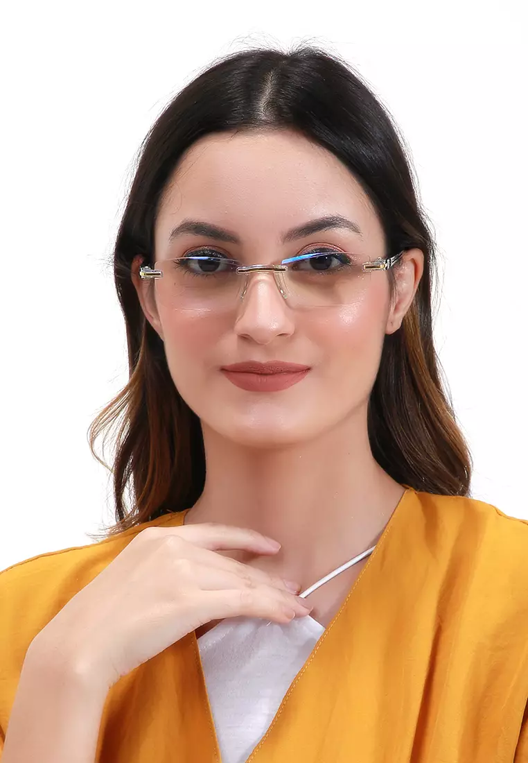 Zafa Kacamata Baca Rabun Dekat Frameless Anti Blue Light Lensa Plus 2.5 Classic Design Material Metal ORIGINAL - Black Gold