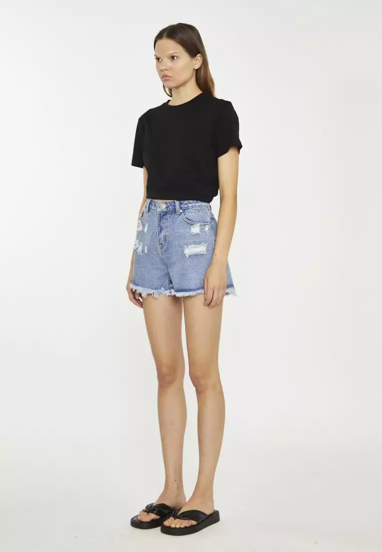 Distressed Denim Shorts