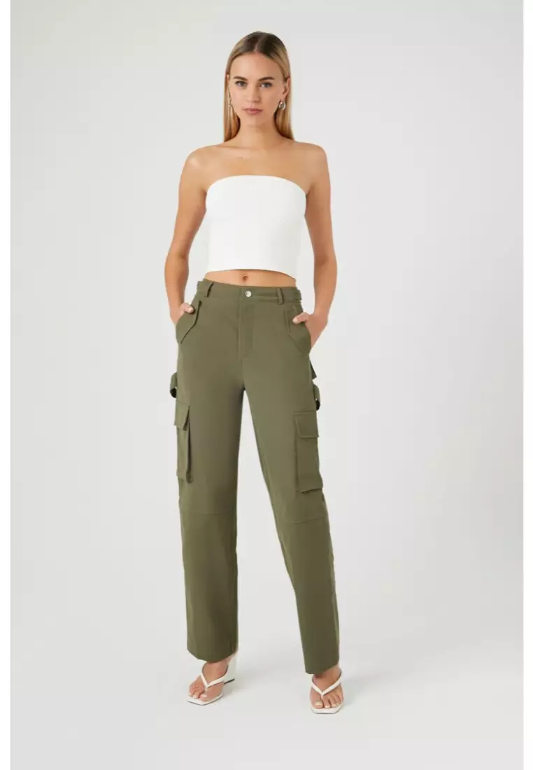 Buy FOREVER 21 Twill High-Rise Cargo Pants 2024 Online