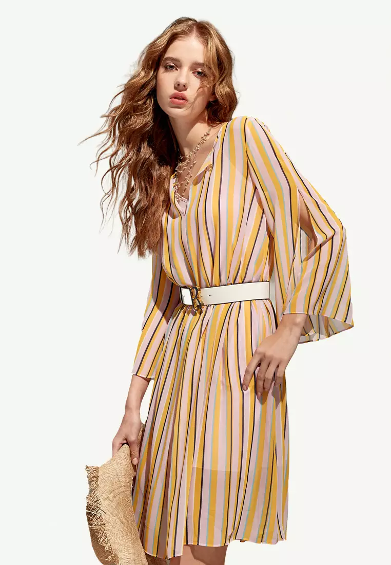 Summer Stripe Print Chiffon Dress