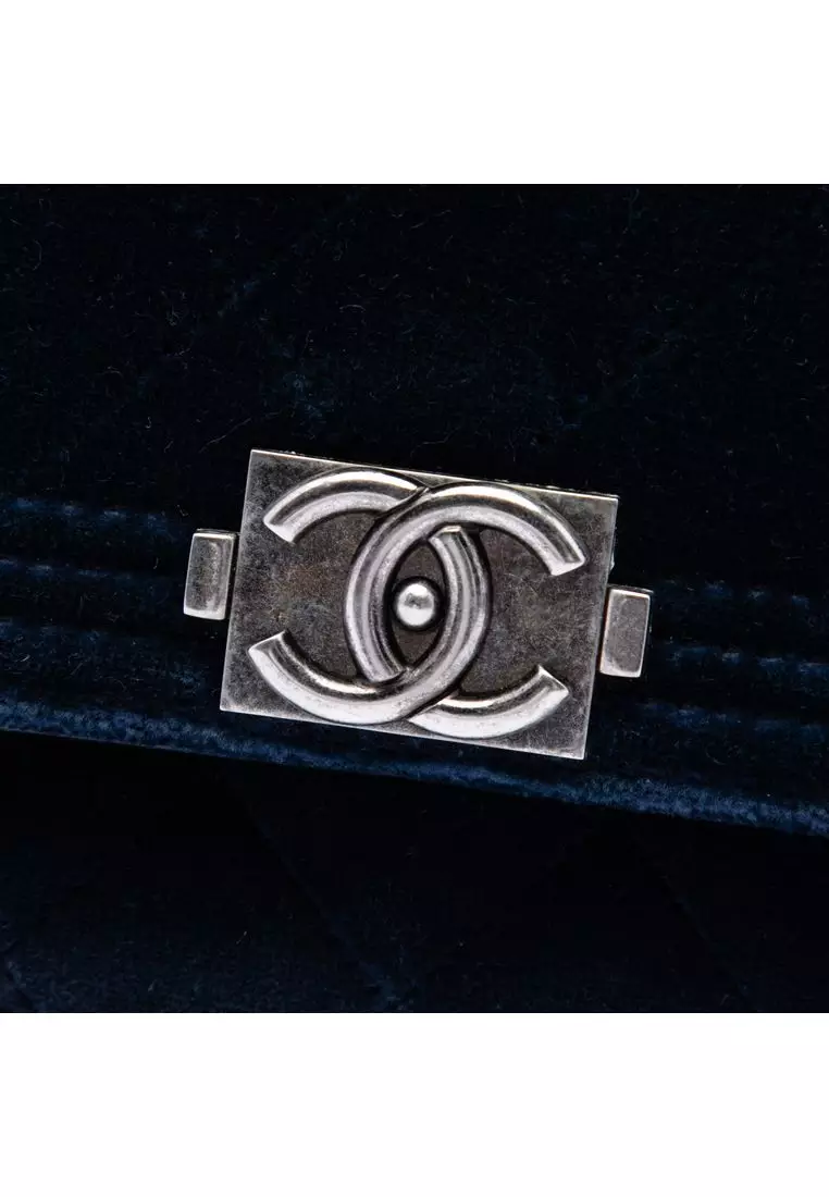 Pre-Loved Chanel Quilted Velvet Boy Wallet On Chain