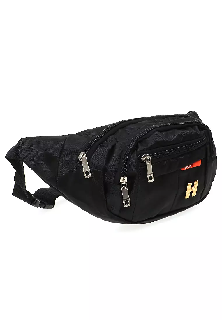 Noice Tas Pinggang Selempang Waistbag Pria dan Wanita Large Compartment Material Nylon ORIGINAL - Black
