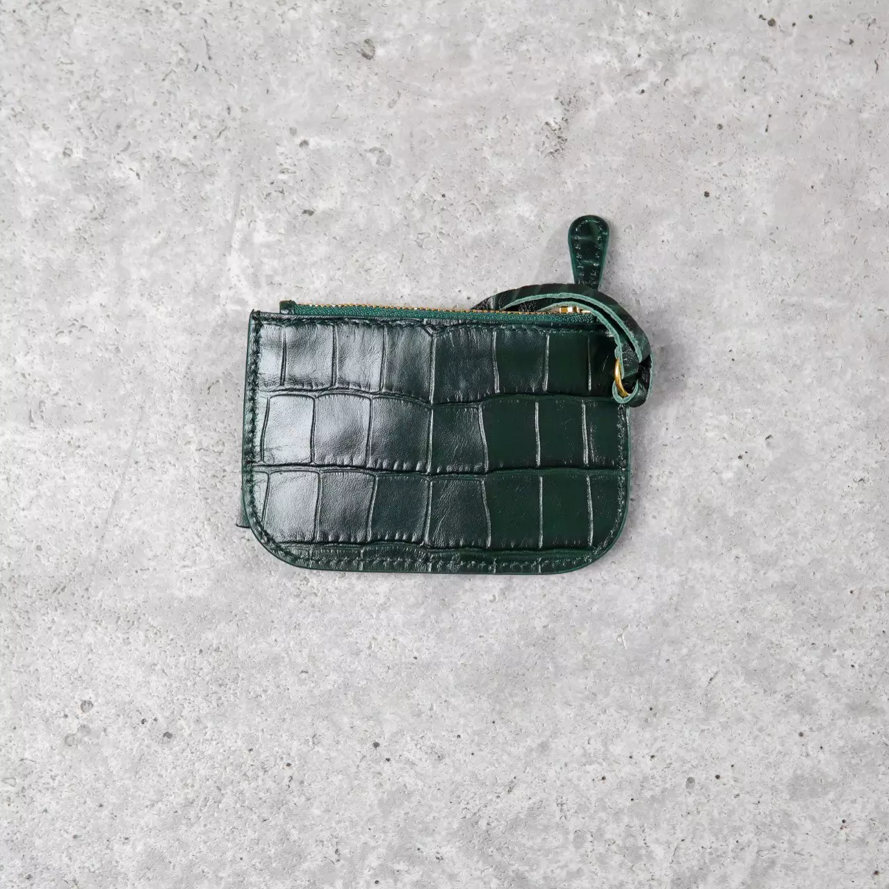 Dompet BALENCIAGA CITY CROCO GHW DARK GREEN ZIP CARD HOLDER 100% ORIGINAL