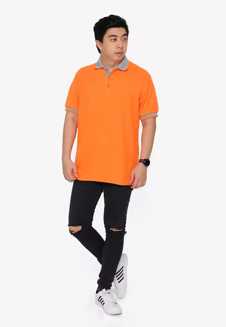 Andre Michel Kaos Polo Shirt Lengan Pendek Kerah Abu Orange Stabilo 933-56
