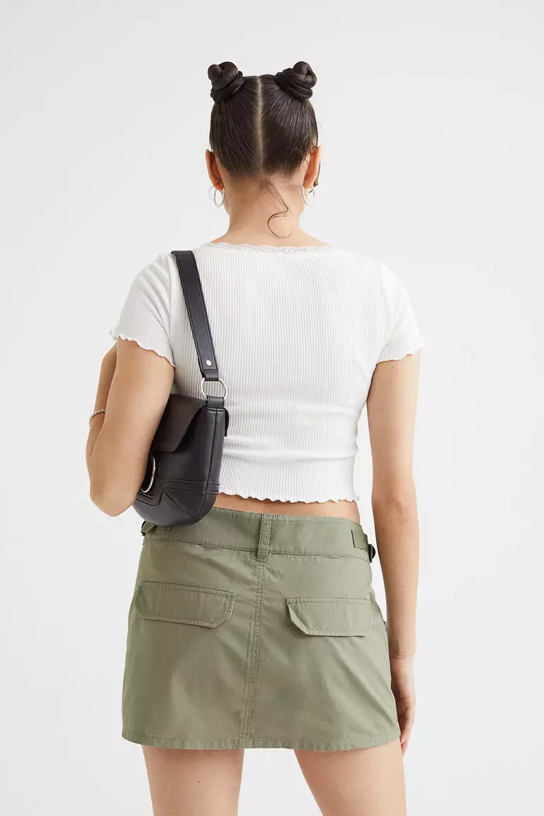 Cotton top utility skirt