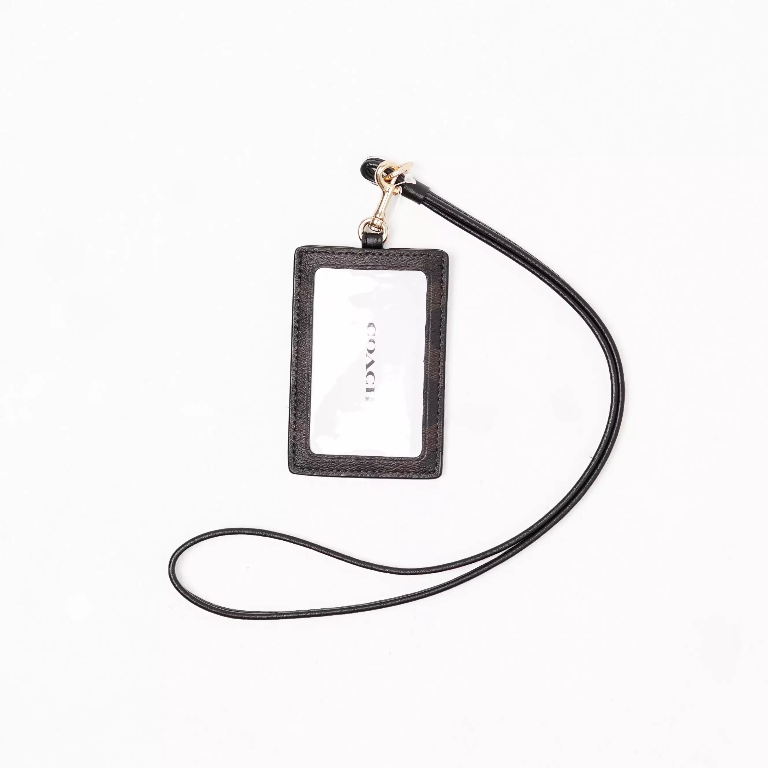 Lanyard COACH MONOGRAM DARK BROWN LANYARD CARD HOLDER 100% ORIGINAL