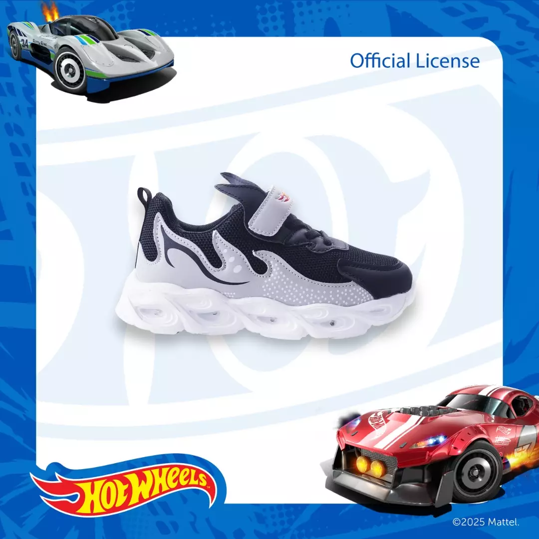 HOTWHEELS - SEPATU Sneakers LED ANAK LAKI CH740221LK - HITAM/ABU by Zandilac